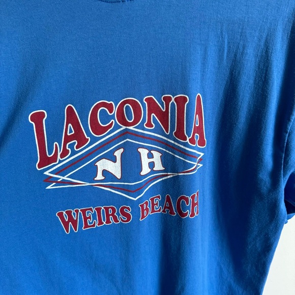 Vintage 1990s Laconia T Shirt Double Side Graphic Print Made in USA Size L - Picture 5 of 9